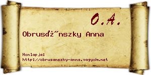 Obrusánszky Anna névjegykártya