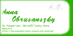 anna obrusanszky business card
